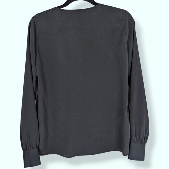 BCBGMaxAzria Black Joss Front Tie Blouse - Picture 6 of 8